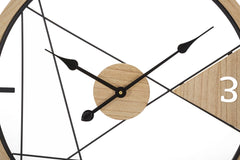 Horloge murale ronde géométrique Métal Bois