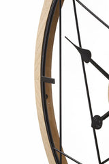 Horloge murale ronde géométrique Métal Bois