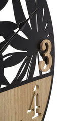 Horloge murale ronde en métal et bois Palm