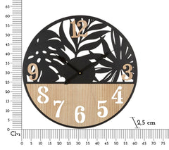 Horloge murale ronde en métal et bois Palm