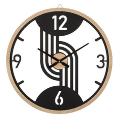 Horloge murale ronde métal et bois