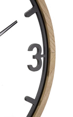 Horloge murale ronde métal et bois