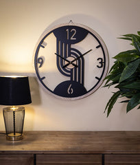 Horloge murale ronde métal et bois