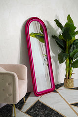 Miroir mural Cloe cadre en bois Velours Fuchsia