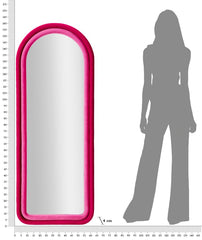 Miroir mural Cloe cadre en bois Velours Fuchsia