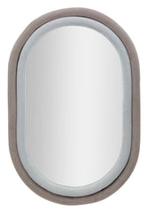 Miroir mural ovale en bois recouvert de tissu Velours Gris