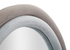 Miroir mural ovale en bois recouvert de tissu Velours Gris