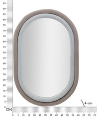 Miroir mural ovale en bois recouvert de tissu Velours Gris