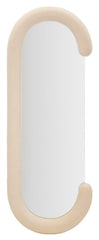 Miroir mural Chantal cadre en bois Tissu Velours Crème