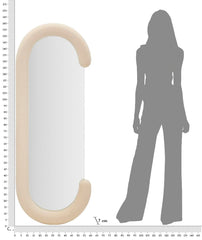 Miroir mural Chantal cadre en bois Tissu Velours Crème