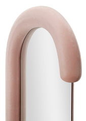 Miroir mural Chantal en bois et velours rose