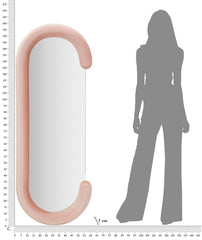 Miroir mural Chantal en bois et velours rose