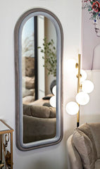 Miroir mural Cloe cadre en bois Tissu Velours Gris
