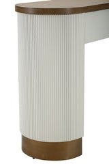 Console arrondie Tolosa Bois Blanc et inserts Bois Brun avec tiroir