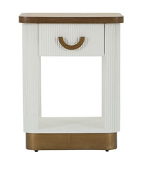 Table de chevet Tolosa Bois Blanc et Inserts en Bois Brun