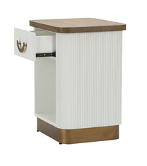 Table de chevet Tolosa Bois Blanc et Inserts en Bois Brun