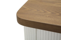 Table de chevet Tolosa Bois Blanc et Inserts en Bois Brun