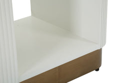 Table de chevet Tolosa Bois Blanc et Inserts en Bois Brun