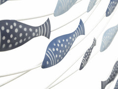 Panneau mural décoratif métal 3D poissons