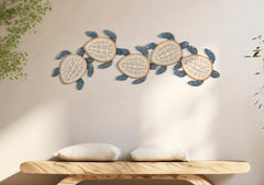 Panneau mural décoratif 3D tortues en métal et bois