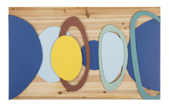Panneau mural décoratif en métal et bois géométrique multicolore
