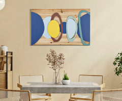 Panneau mural décoratif en métal et bois géométrique multicolore