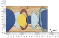 Panneau mural décoratif en métal et bois géométrique multicolore