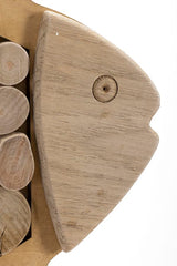 Sculpture suspendue Poisson en bois rond