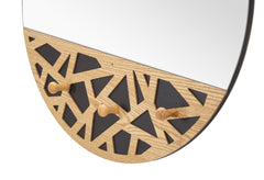 Miroir mural Abiti décorations en bois et 3 crochets