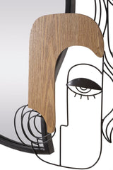 Miroir mural Picassy Métal Noir et Bois