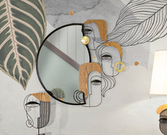Miroir mural Picassy Métal Noir et Bois