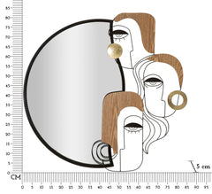 Miroir mural Picassy Métal Noir et Bois