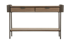 Console rectangulaire Toronto Métal et bois avec 2 tiroirs et étagère