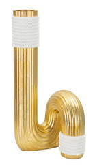 Vase en résine dorée avec finitions blanches