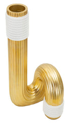 Vase en résine dorée avec finitions blanches