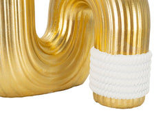 Vase en résine dorée avec finitions blanches