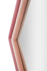 Miroir mural hexagonal en bois recouvert de Velours Rose