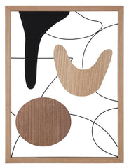 Panneau mural décoratif 3D en métal et bois abstrait