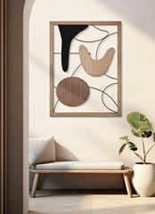 Panneau mural décoratif 3D en métal et bois abstrait