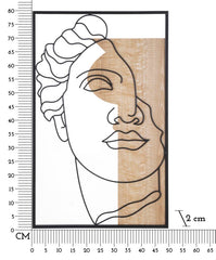 Panneau mural décoratif 3D David métal et bois