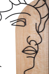 Panneau mural décoratif 3D David Métal et Bois naturel