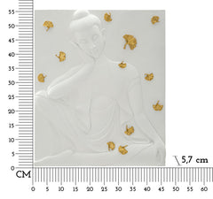 Panneau mural Bouddha résine 3D feuilles dorées