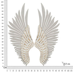 Panneaux décoratifs muraux 3D Ailes Blances en métal et bois (ensemble 2 pcs)