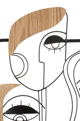Panneau mural décoratif 3D Métal Bois Visages Cubiste