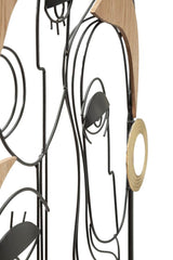Panneau mural décoratif 3D Métal Bois Visages Cubiste