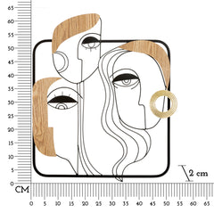 Panneau mural décoratif 3D Métal Bois Visages Cubiste