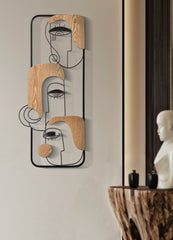 Panneau mural décoratif 3D Métal et Bois Cubisme