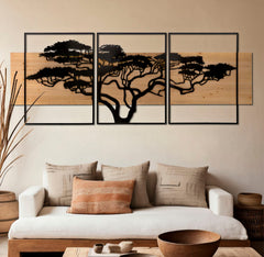 WALL PANEL  LAGOS IRON AND  WOOD SET 3 PCS CM 204X2X80 (72X2X80-60X2X80)