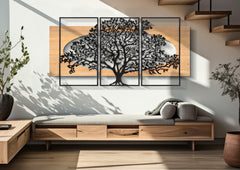 WALL PANEL TREE IRON AND WOOD SET 3 PCS CM 176X2X90 (63X2X90-50X2X90)