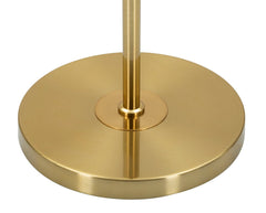 Lampe de sol géométrique métal doré abat-jour tissu blanc bord doré